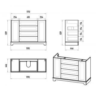 Напольная тумба под раковину Misty Ларго 120 см П-Лар-07120-01-3Я белый